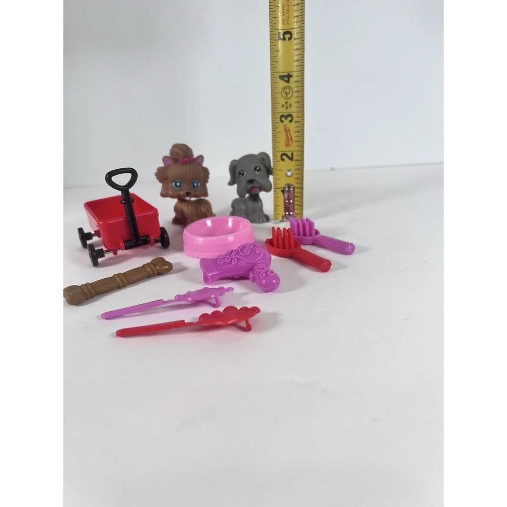 Dog Figures My‎ Pet Pals Chic Boutique Brown Dog Red/Pink Bow Lot 2 -CUTE
